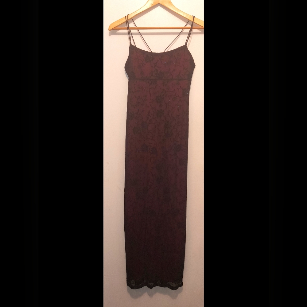 Vintage Y2K I.N. San Francisco Burgundy Maxi Dress